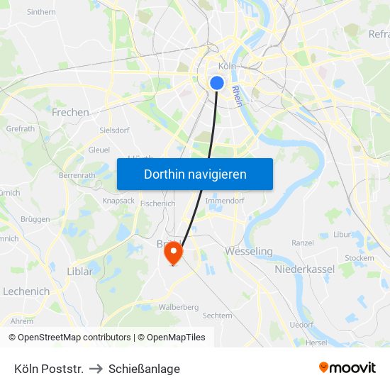 Köln Poststr. to Schießanlage map