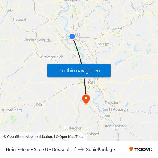 Heinr.-Heine-Allee U - Düsseldorf to Schießanlage map