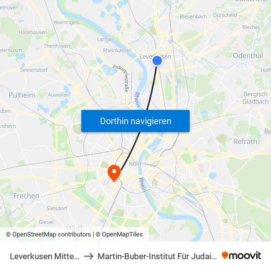 Leverkusen Mitte Bf to Martin-Buber-Institut Für Judaistik map