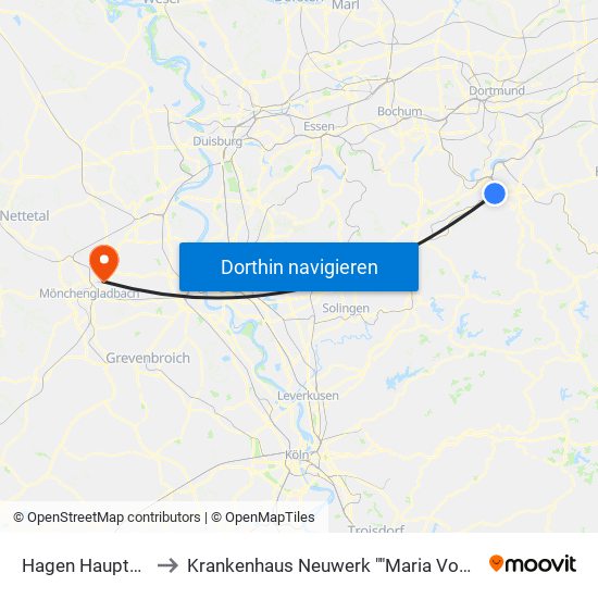 Hagen Hauptbahnhof to Krankenhaus Neuwerk ""Maria Von den Aposteln"" map