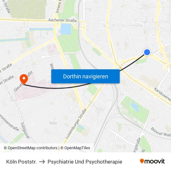 Köln Poststr. to Psychiatrie Und Psychotherapie map