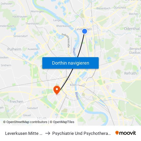 Leverkusen Mitte Bf to Psychiatrie Und Psychotherapie map