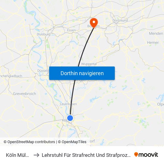 Köln Mülheim Wiener Platz to Lehrstuhl Für Strafrecht Und Strafprozessrecht, Wirtschaftsrecht Und Internationales Strafrecht map