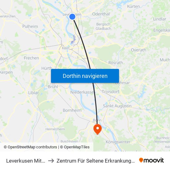 Leverkusen Mitte Bf to Zentrum Für Seltene Erkrankungen (Zse) map