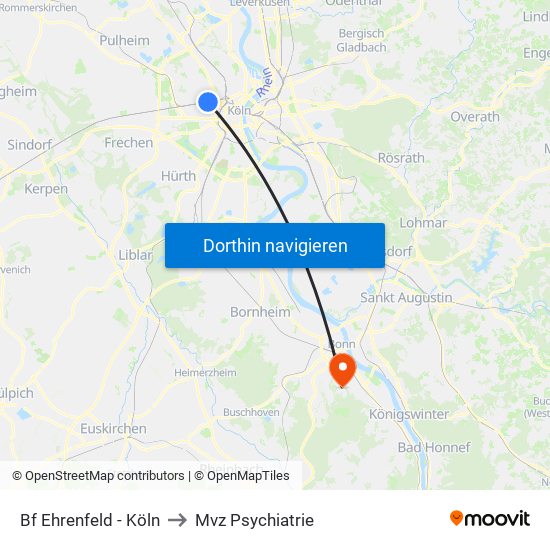 Bf Ehrenfeld - Köln to Mvz Psychiatrie map