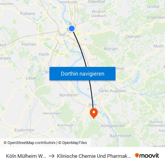 Köln Mülheim Wiener Platz to Klinische Chemie Und Pharmakologie / Biochemie map