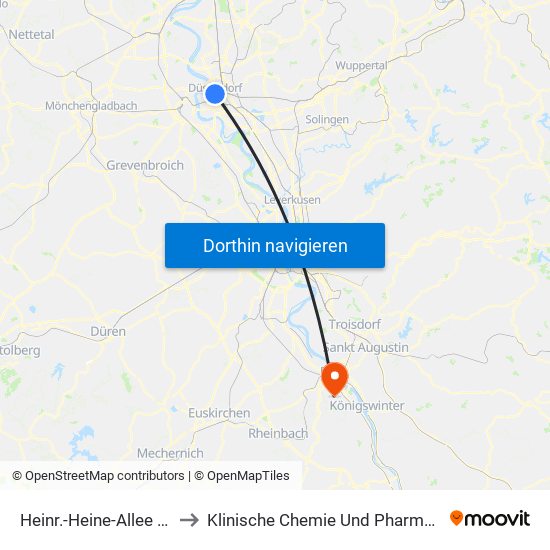 Heinr.-Heine-Allee U - Düsseldorf to Klinische Chemie Und Pharmakologie / Biochemie map
