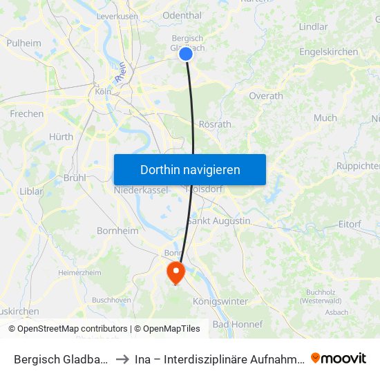 Bergisch Gladbach (S) to Ina – Interdisziplinäre Aufnahmestation map