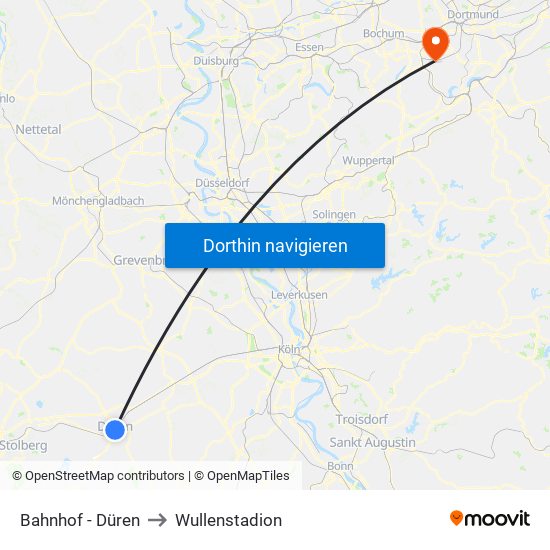 Bahnhof - Düren to Wullenstadion map