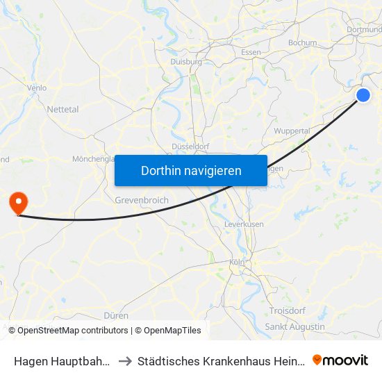 Hagen Hauptbahnhof to Städtisches Krankenhaus Heinsberg map