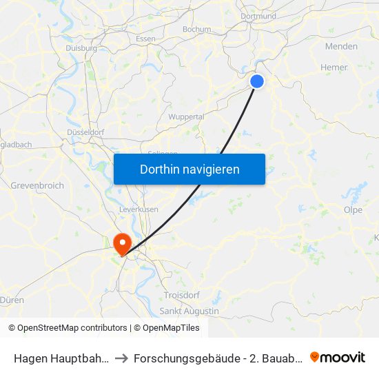 Hagen Hauptbahnhof to Forschungsgebäude - 2. Bauabschnitt map