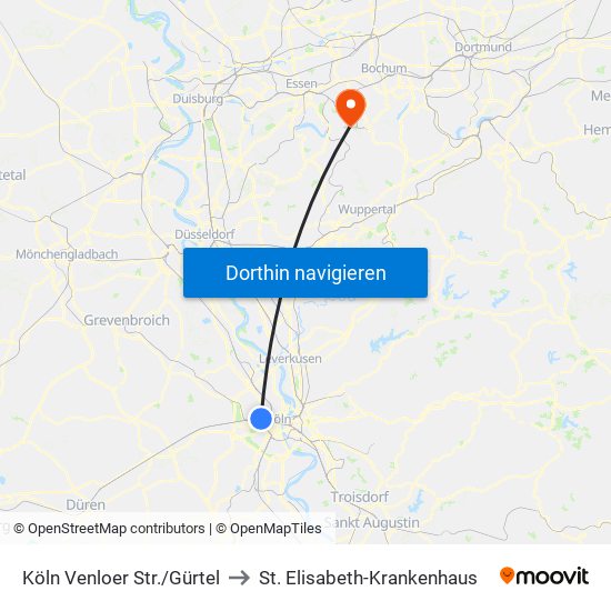 Köln Venloer Str./Gürtel to St. Elisabeth-Krankenhaus map