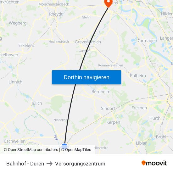 Bahnhof - Düren to Versorgungszentrum map