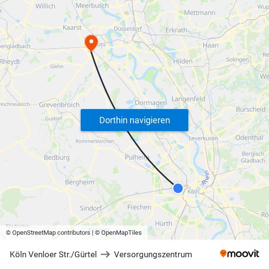 Köln Venloer Str./Gürtel to Versorgungszentrum map