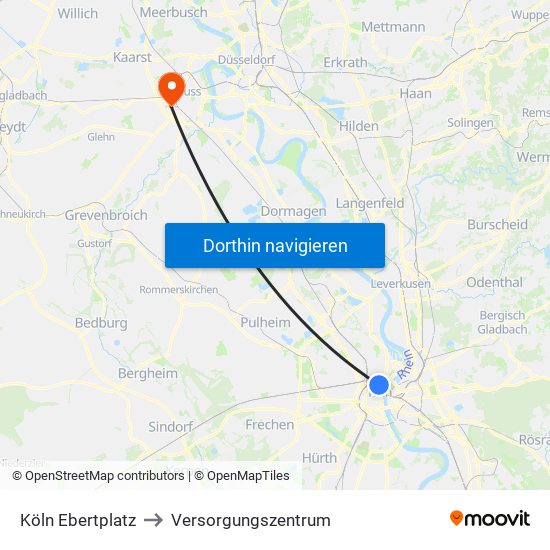 Köln Ebertplatz to Versorgungszentrum map