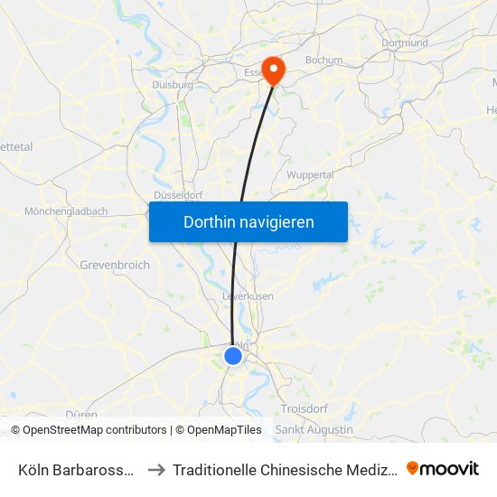 Köln Barbarossaplatz to Traditionelle Chinesische Medizin (Tcm) map