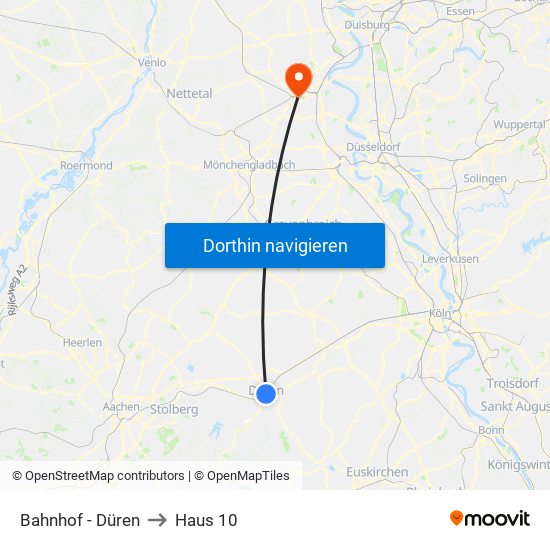 Bahnhof - Düren to Haus 10 map