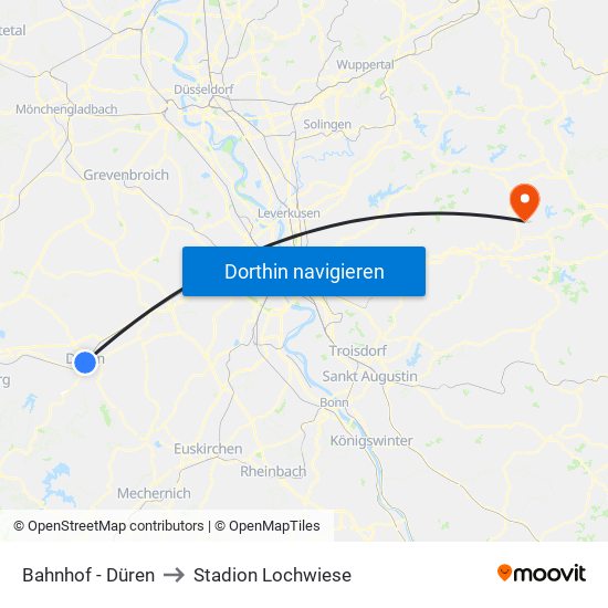 Bahnhof - Düren to Stadion Lochwiese map