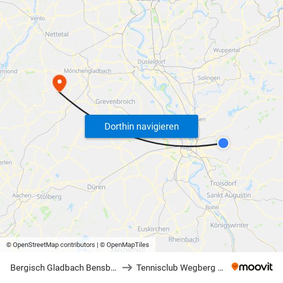 Bergisch Gladbach Bensberg to Tennisclub Wegberg E.V. map