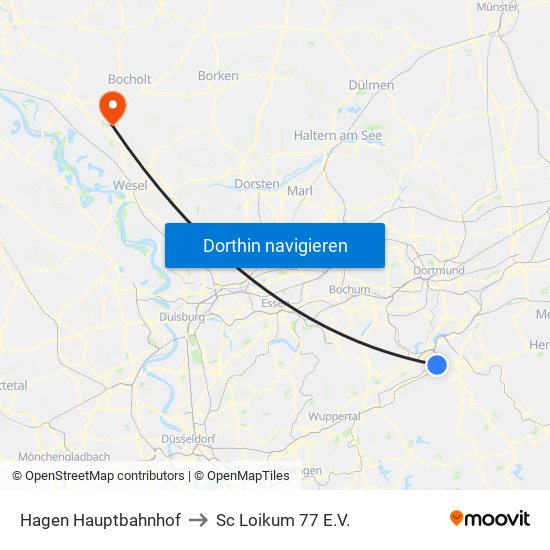 Hagen Hauptbahnhof to Sc Loikum 77 E.V. map