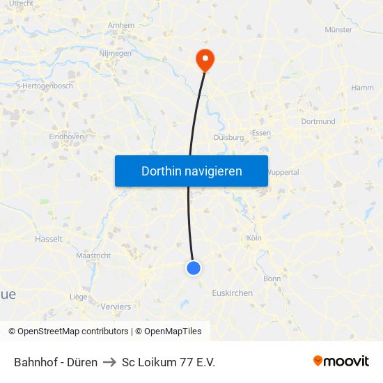 Bahnhof - Düren to Sc Loikum 77 E.V. map