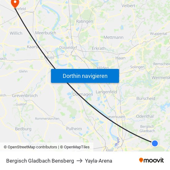 Bergisch Gladbach Bensberg to Yayla-Arena map