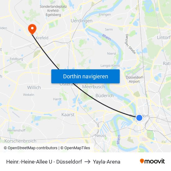 Heinr.-Heine-Allee U - Düsseldorf to Yayla-Arena map