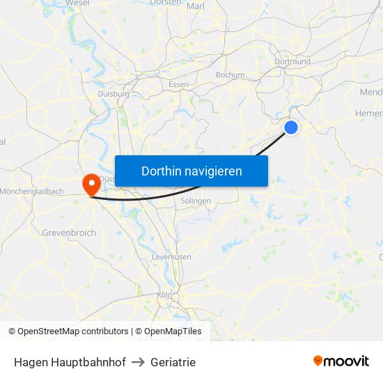 Hagen Hauptbahnhof to Geriatrie map