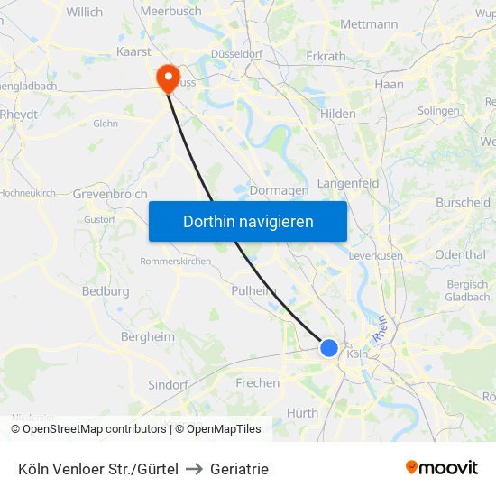 Köln Venloer Str./Gürtel to Geriatrie map