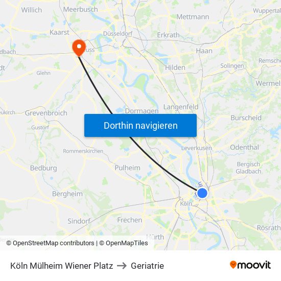 Köln Mülheim Wiener Platz to Geriatrie map