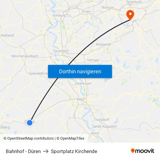 Bahnhof - Düren to Sportplatz Kirchende map