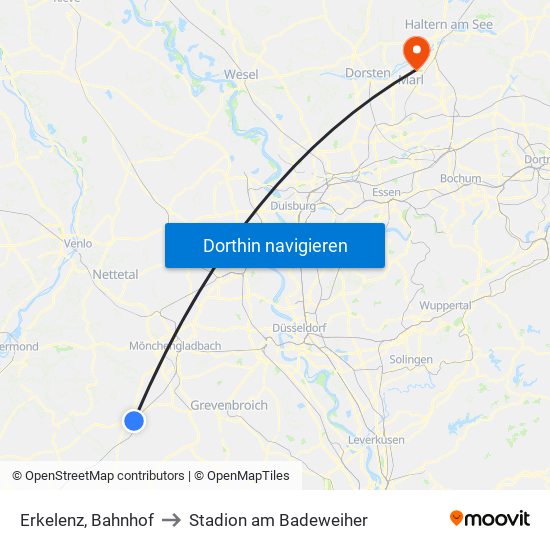 Erkelenz, Bahnhof to Stadion am Badeweiher map