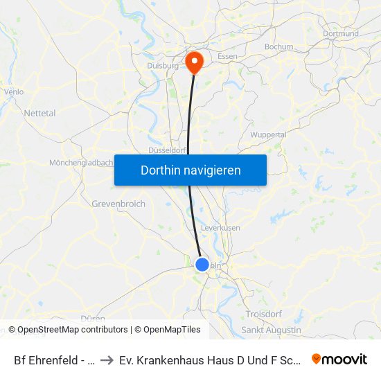 Bf Ehrenfeld - Köln to Ev. Krankenhaus Haus D Und F Schulstraße map