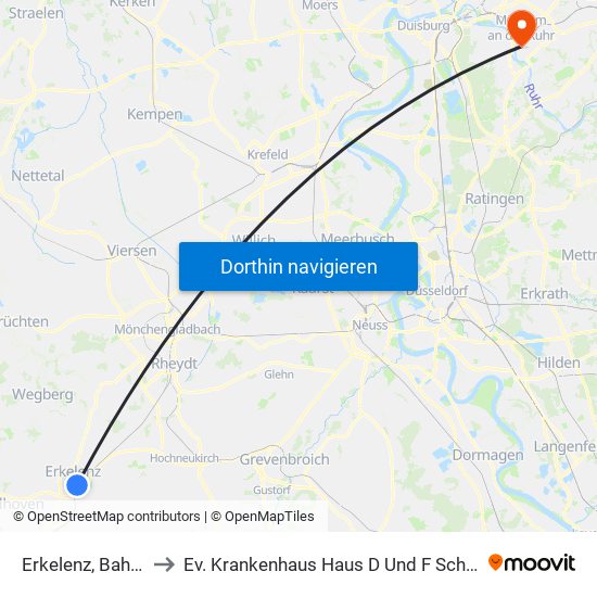 Erkelenz, Bahnhof to Ev. Krankenhaus Haus D Und F Schulstraße map