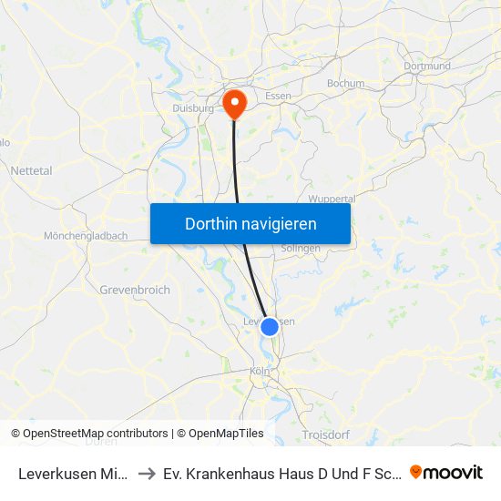 Leverkusen Mitte Bf to Ev. Krankenhaus Haus D Und F Schulstraße map