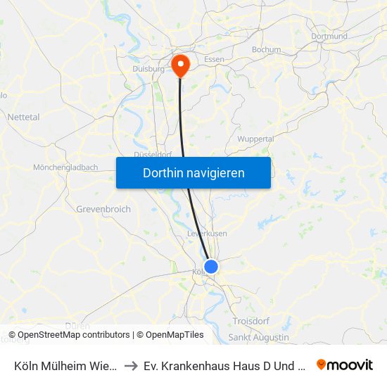 Köln Mülheim Wiener Platz to Ev. Krankenhaus Haus D Und F Schulstraße map