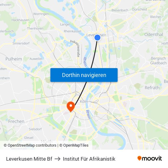 Leverkusen Mitte Bf to Institut Für Afrikanistik map