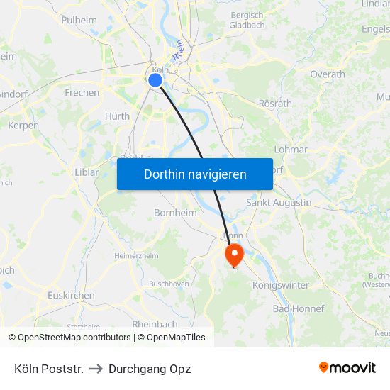 Köln Poststr. to Durchgang Opz map