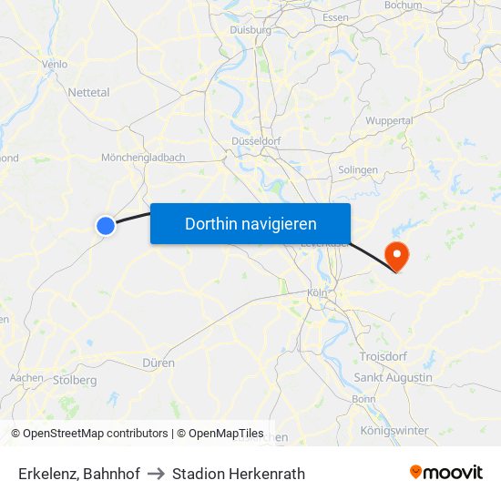 Erkelenz, Bahnhof to Stadion Herkenrath map