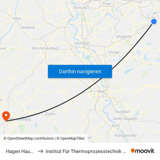 Hagen Hauptbahnhof to Institut Für Thermoprozesstechnik Gmbh An Der Fh Aachen map