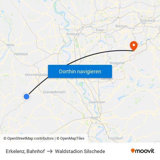 Erkelenz, Bahnhof to Waldstadion Silschede map