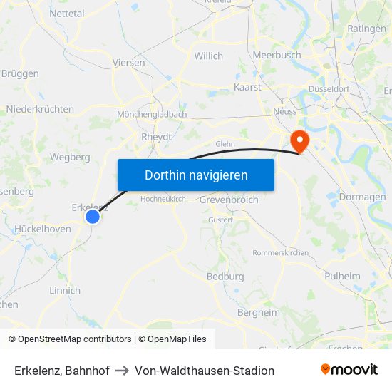 Erkelenz, Bahnhof to Von-Waldthausen-Stadion map