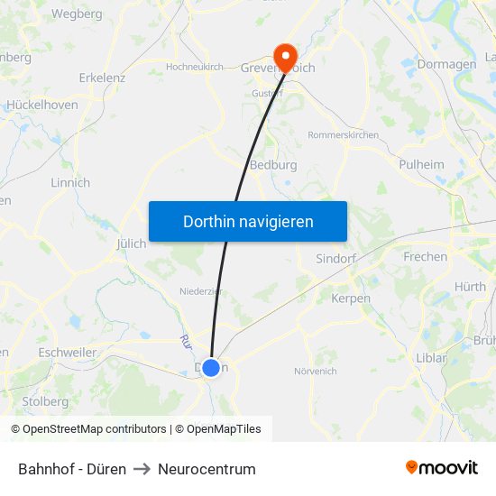 Bahnhof - Düren to Neurocentrum map