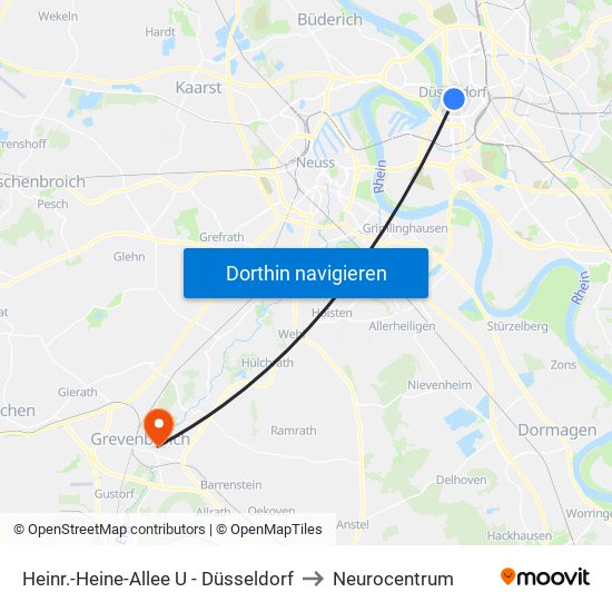 Heinr.-Heine-Allee U - Düsseldorf to Neurocentrum map