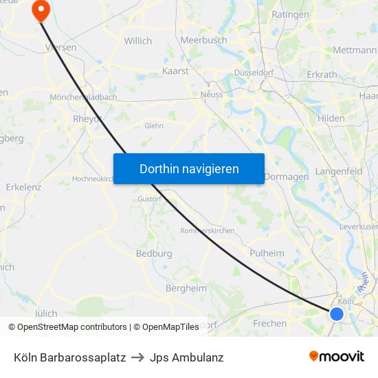Köln Barbarossaplatz to Jps Ambulanz map