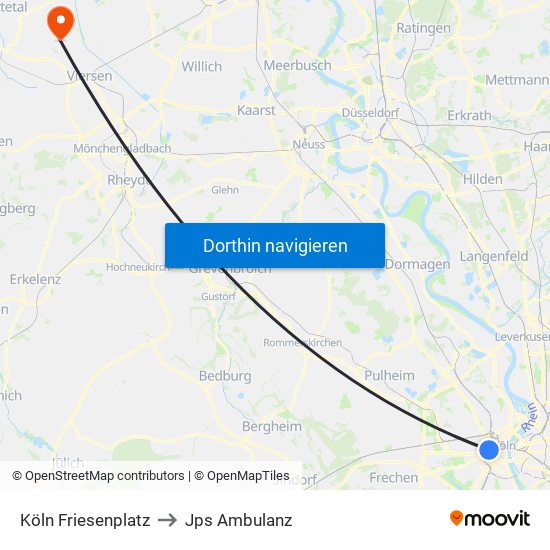 Köln Friesenplatz to Jps Ambulanz map