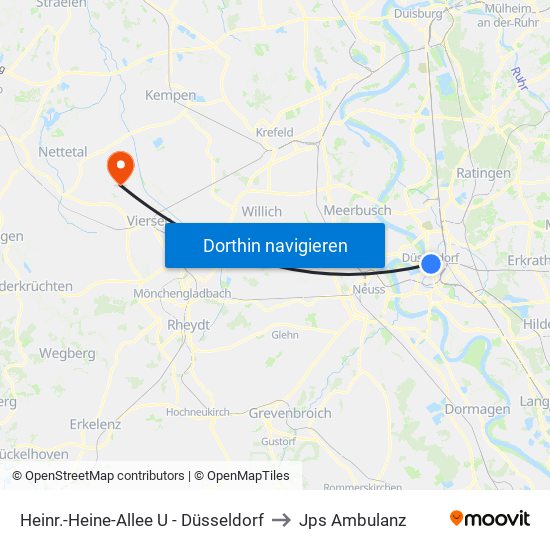 Heinr.-Heine-Allee U - Düsseldorf to Jps Ambulanz map