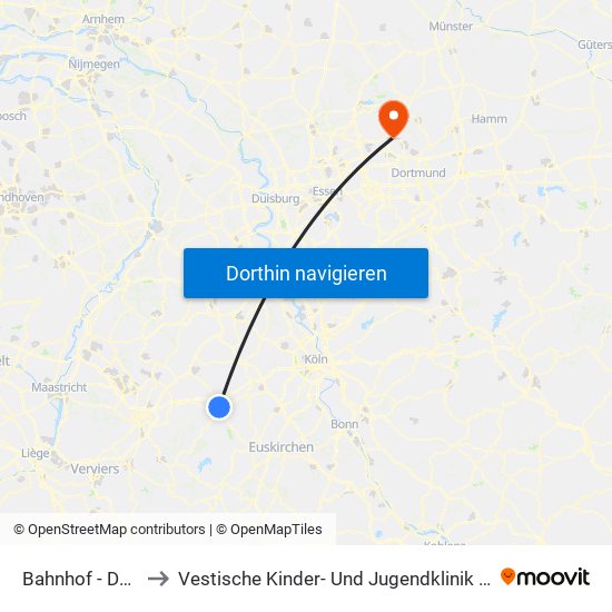 Bahnhof - Düren to Vestische Kinder- Und Jugendklinik Datteln map