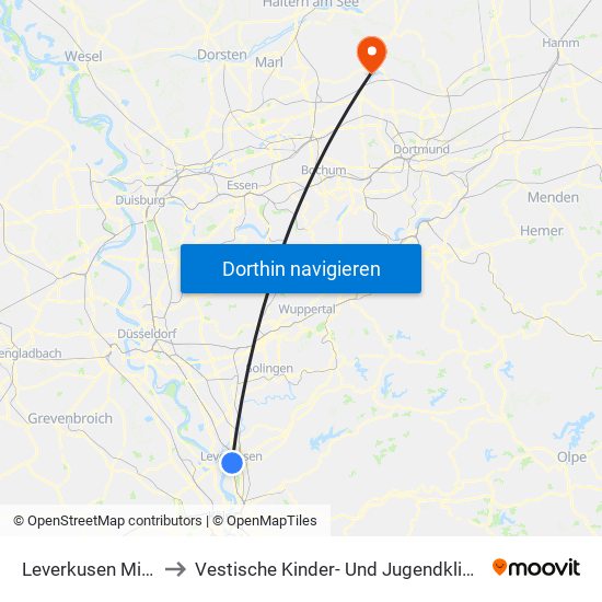 Leverkusen Mitte Bf to Vestische Kinder- Und Jugendklinik Datteln map