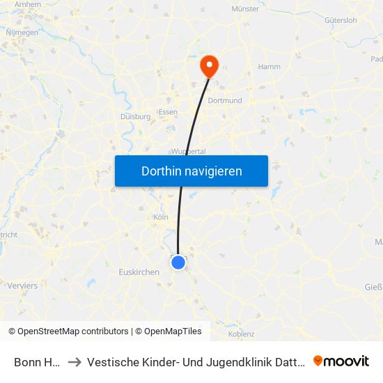 Bonn Hbf to Vestische Kinder- Und Jugendklinik Datteln map